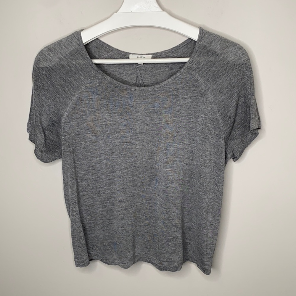 Aritzia Talula Gray Open Back Crop Top